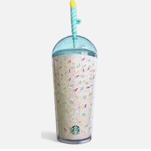 Starbucks Blue and White Tumbler with Sprinkles